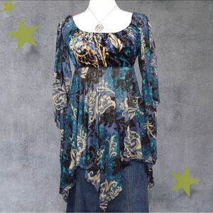 Whimsygoth Fairy Sheer Long Sleeve Babydoll Top